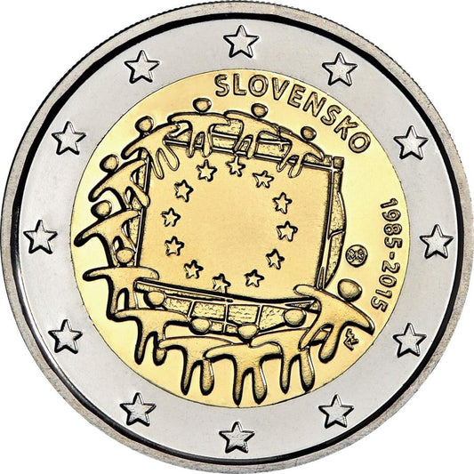 Slovensko 2 euro 2015 Vlajka Európskej únie 30 výročie Karta