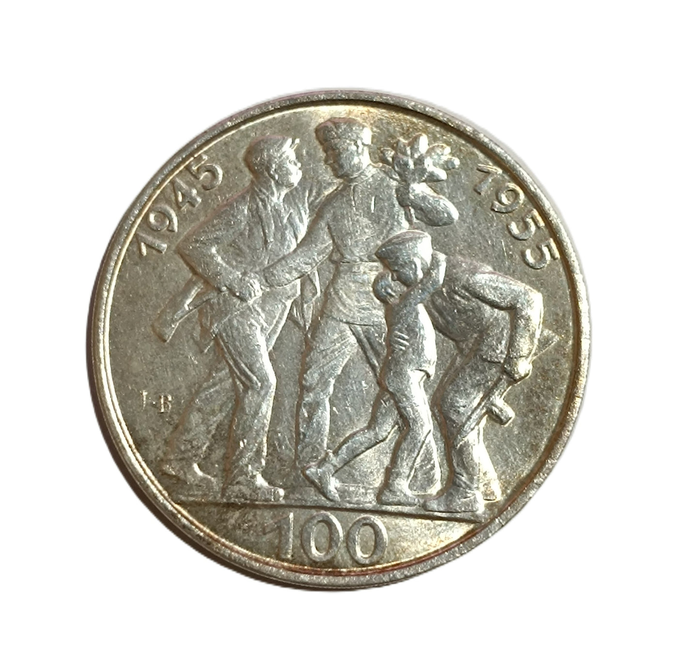 1955 100 Kčs - Oslobodenie Československa - 10. výročie tenké J