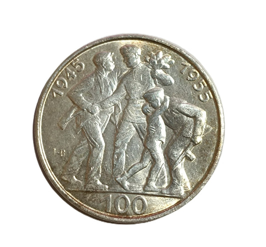 1955 100 Kčs - Oslobodenie Československa - 10. výročie tenké J